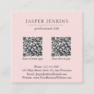 Minimalist Pink QR Code Modern Square Business Card
