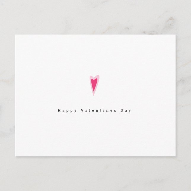 Minimalist Pink Red Ditsy Valentine’s Heart Postcard (Front)