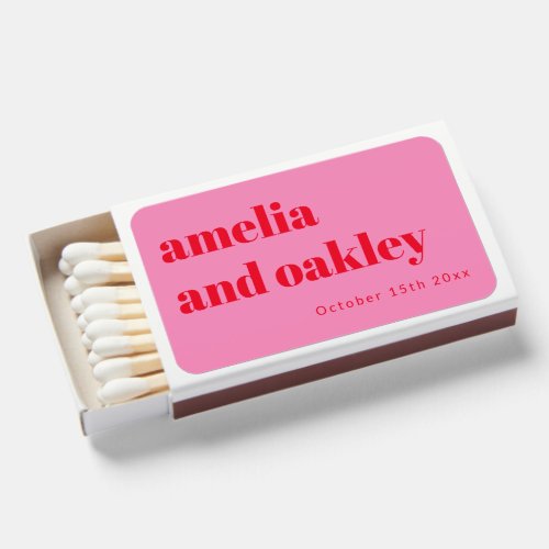Minimalist Pink Red Retro Custom Wedding Names
