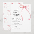 Minimalist Pink Ribbon Graduation Party Invitation | Zazzle