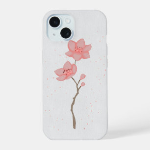Minimalist Pink Sakura Cherry Blossom Floral Art P iPhone 15 Case