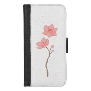 Minimalist Pink Sakura Cherry Blossom Floral Art P iPhone 8/7 Wallet Case