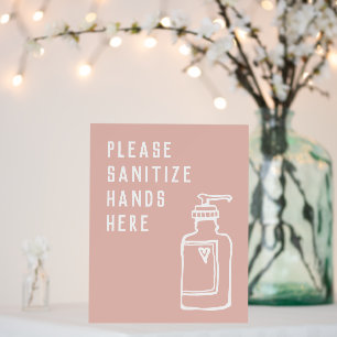 Minimalist Pink Sanitize Station Sign