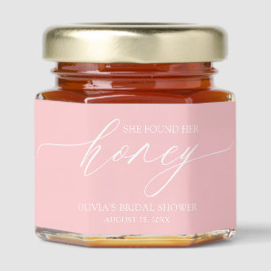 Minimalist Pink She Found Her Honey Bridal Shower Honey Jar Favors