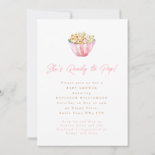 Minimalist Pink She's Ready to Pop Baby Shower Invitation