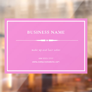 Minimalist Pink Small Business Name Hair Salon Window Cling