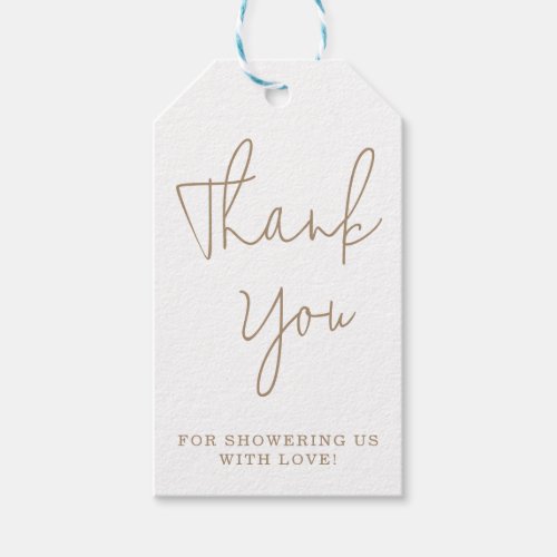 Minimalist Pink Teddy Bear Baby Shower Thank You G Gift Tags