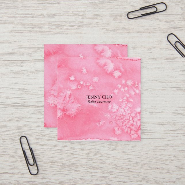 Minimalist pink textured business card square (Front/Back In Situ)