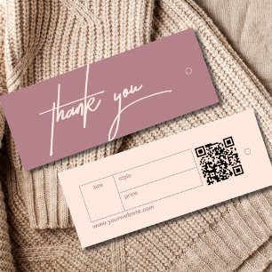 Minimalist Pink Thank You Label Clothing Hang Tag
