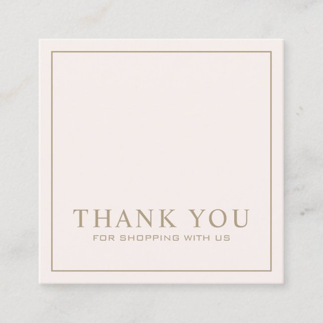 Minimalist Pink Thank You Logo Square Business Car Card (Front)