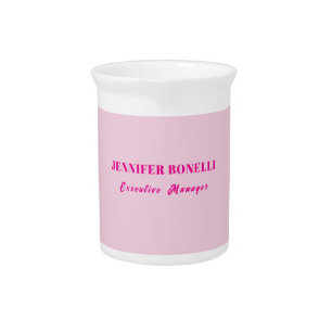 Minimalist pink trendy personalized customize name beverage pitcher