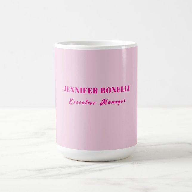 Minimalist pink trendy personalized customize name coffee mug (Center)