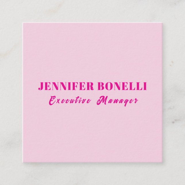 Minimalist pink trendy personalized customize name enclosure card (Front)