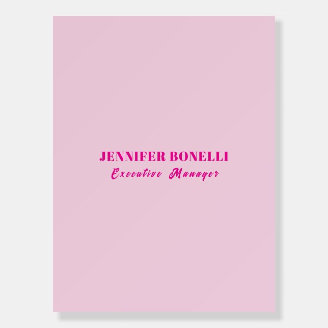 Minimalist pink trendy personalized customize name foam board (Front)
