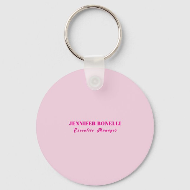 Minimalist pink trendy personalized customize name keychain (Front)