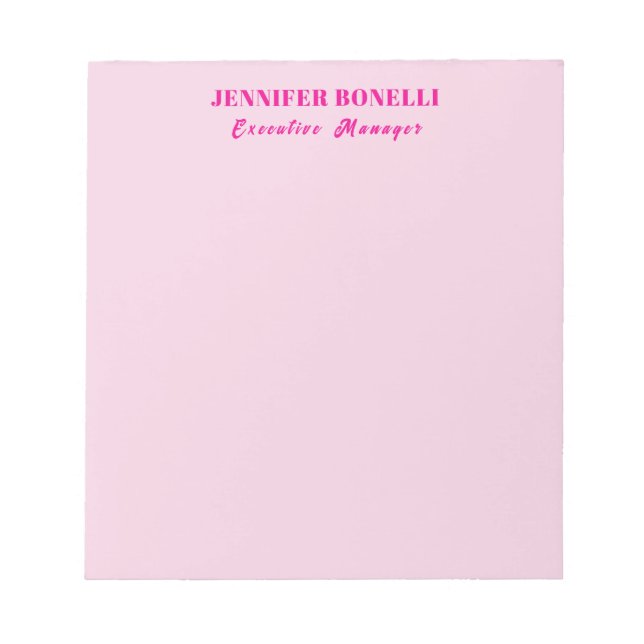 Minimalist pink trendy personalized customize name notepad (Front)