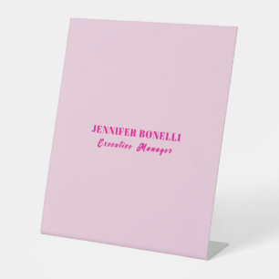 Minimalist pink trendy personalized customize name pedestal sign