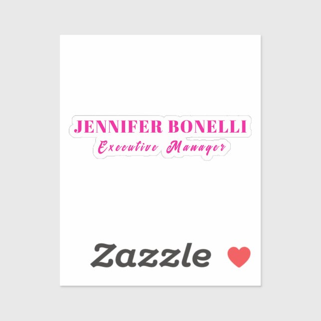 Minimalist pink trendy personalized customize name sticker (Sheet)