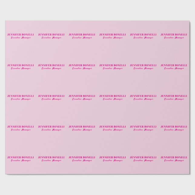 Minimalist pink trendy personalized customize name wrapping paper (Flat)