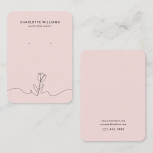 Minimalist Pink Tulip Jewelry Display Card