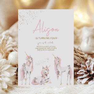 Minimalist Pink Unicorn Birthday Invitation