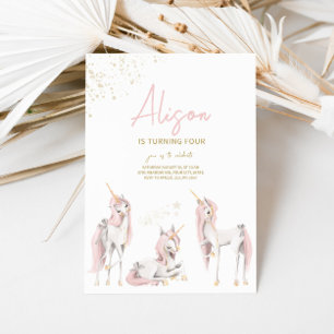 Minimalist Pink Unicorn Birthday Invitation
