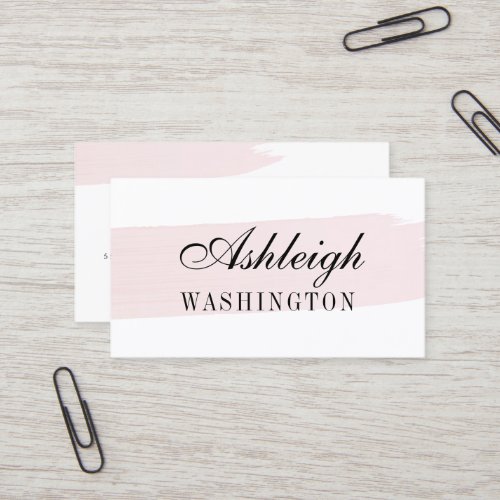 Minimalist Pink Watercolor Brush Stroke Business Card