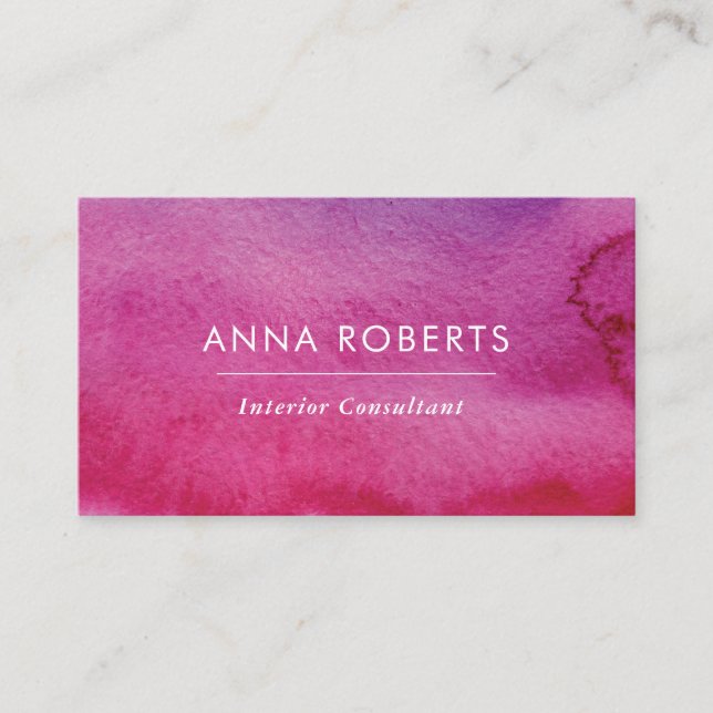 Minimalist Pink Watercolour  Business Card (Front)