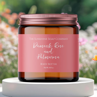 Minimalist Pink Waterproof Cosmetics Jar Label