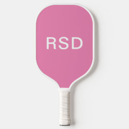 Minimalist Pink White Monogram Initials Pickleball Paddle