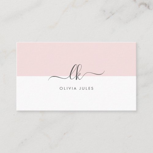Minimalist Pink White Script Social Media Business Card
