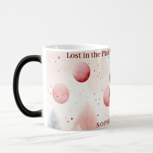 Minimalist Pink Winter Forest Wonderland Monogram Magic Mug