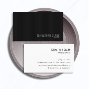 Minimalist Pinstripe Black & White Business Card