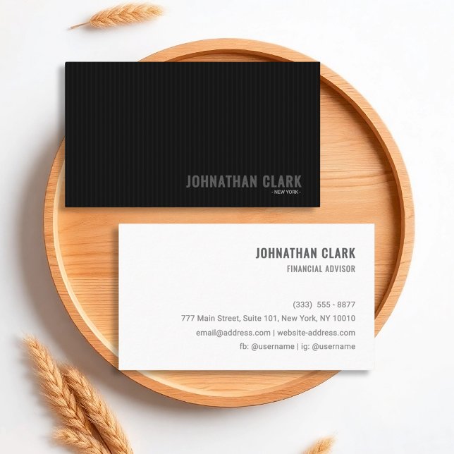 Minimalist Pinstripe Black & White Business Card (Creator Uploaded)