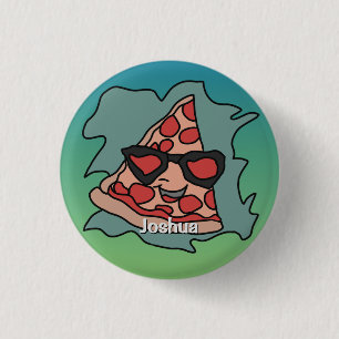 Minimalist Pizza with Sunglasses Button