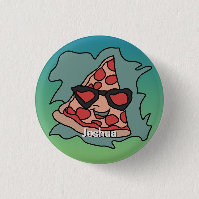 Minimalist Pizza with Sunglasses Button (Front)