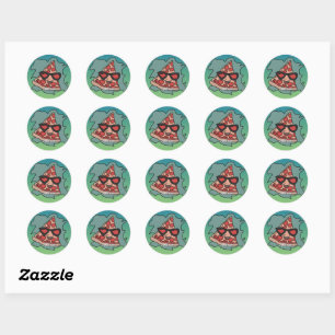 Minimalist Pizza with Sunglasses Classic Round Sticker