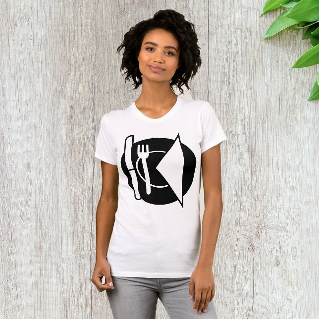 Minimalist Place Setting Icon Fork Knife Plate T-Shirt (Creator Uploaded)