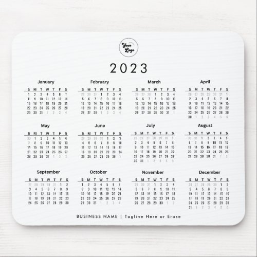 Minimalist Plain 2023 Calendar with Business Logo Mouse Pad