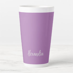 Minimalist Plain Add Name Lavender Calligraphy Latte Mug