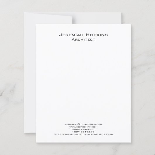 Minimalist Plain Architect Company Paper Sheet (Front)