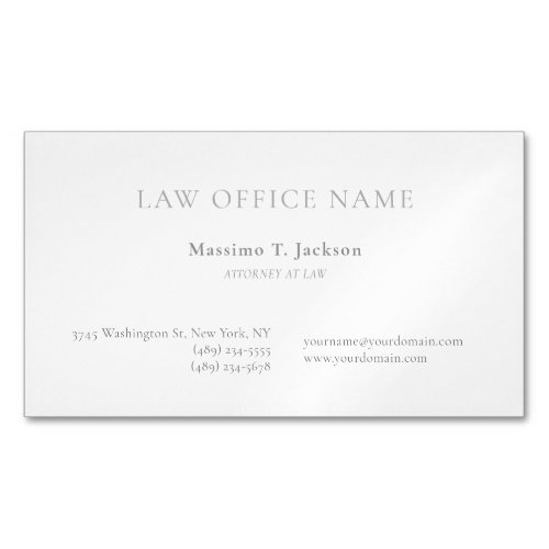 Minimalist Plain Attorney at Law Lawyer Office Business Card Magnet