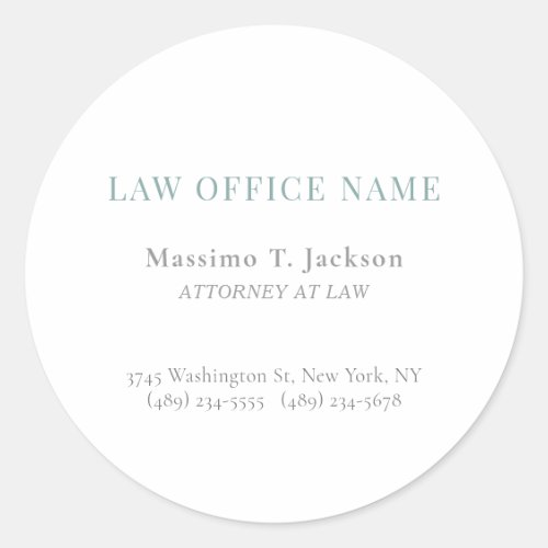 Minimalist Plain Attorney at Law Lawyer Office Classic Round Sticker