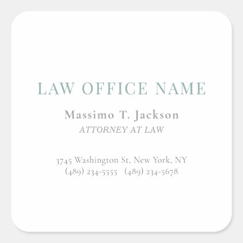 Minimalist Plain Attorney at Law Lawyer Office Square Sticker
