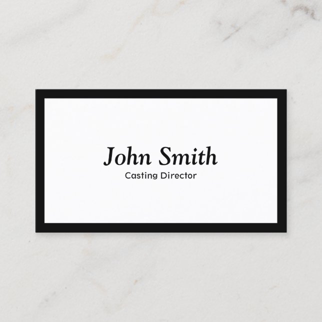 Minimalist Plain Black Border Casting Director Business Card (Front)