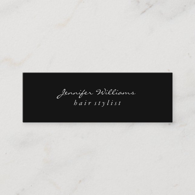 Minimalist Plain Black Mini Business Card (Front)
