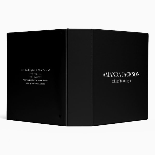 Minimalist Plain Black Professional Trendy 3 Ring Binder (Background)