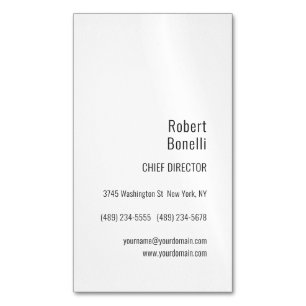Minimalist Plain Black & White Modern Business Card Magnet
