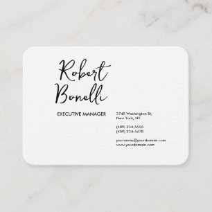 Minimalist Plain Black & White Modern Lovely Linen Business Card