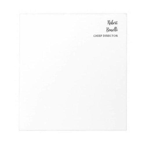 Minimalist Plain Black  White Modern Notepad